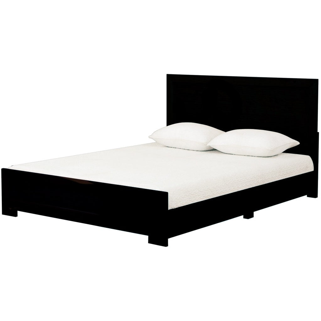 Black Inlaid Panels Solid Wood Queen Bed Frame Homeroots Bed & Bath