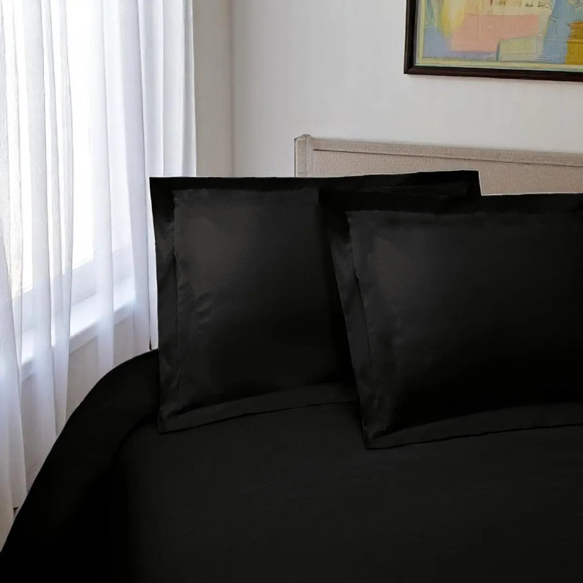 Black King Cotton Blend 300 Thread Count Washable Duvet Cover Set Homeroots Bed & Bath