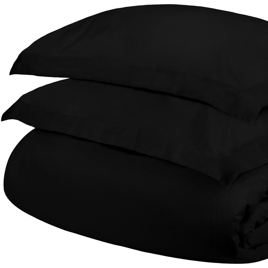Black King Cotton Blend 300 Thread Count Washable Duvet Cover Set Homeroots Bed & Bath