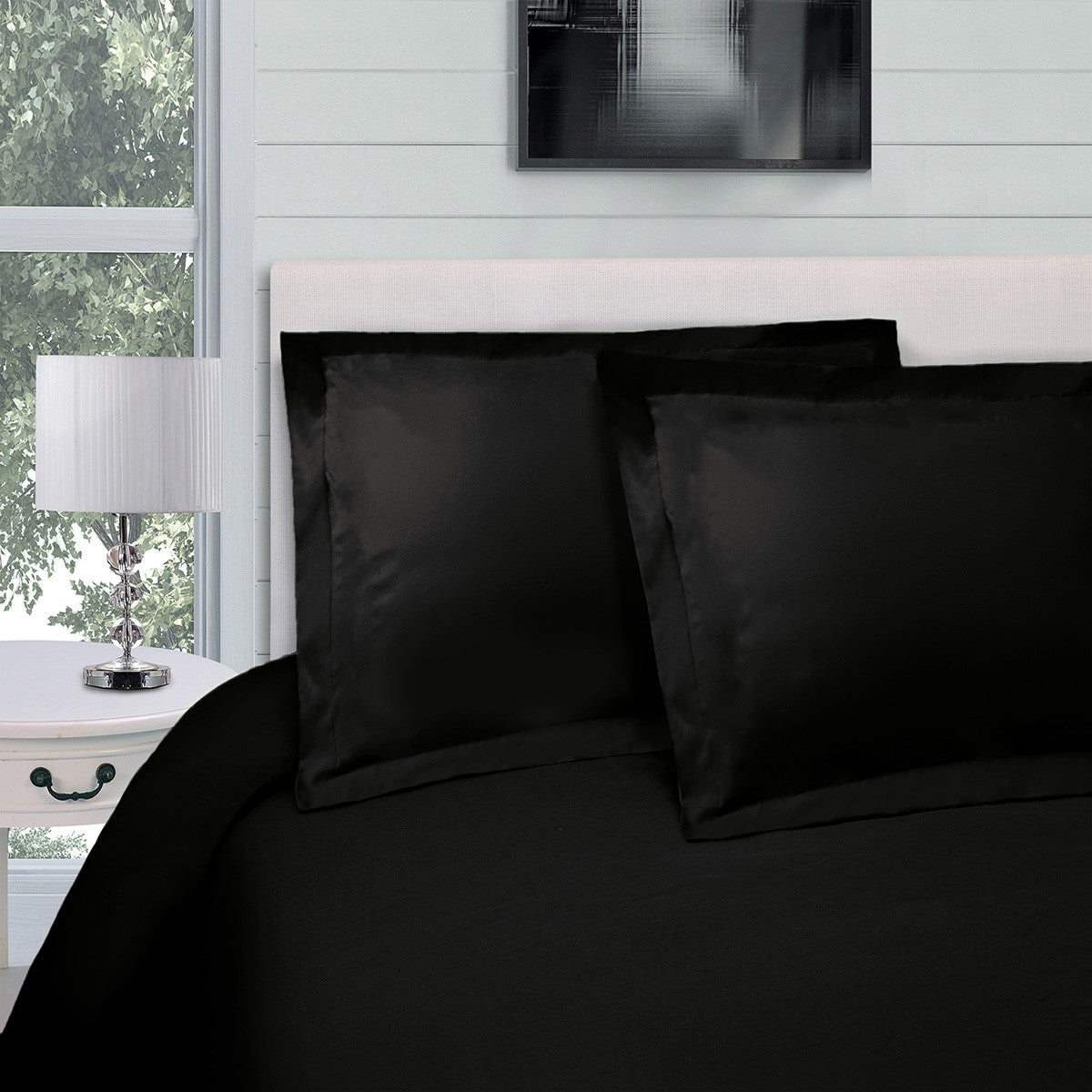 Black King Cotton Blend 300 Thread Count Washable Duvet Cover Set Homeroots Bed & Bath