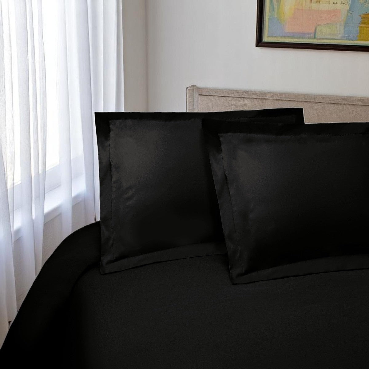 Black King Cotton Blend 300 Thread Count Washable Duvet Cover Set Homeroots Bed & Bath