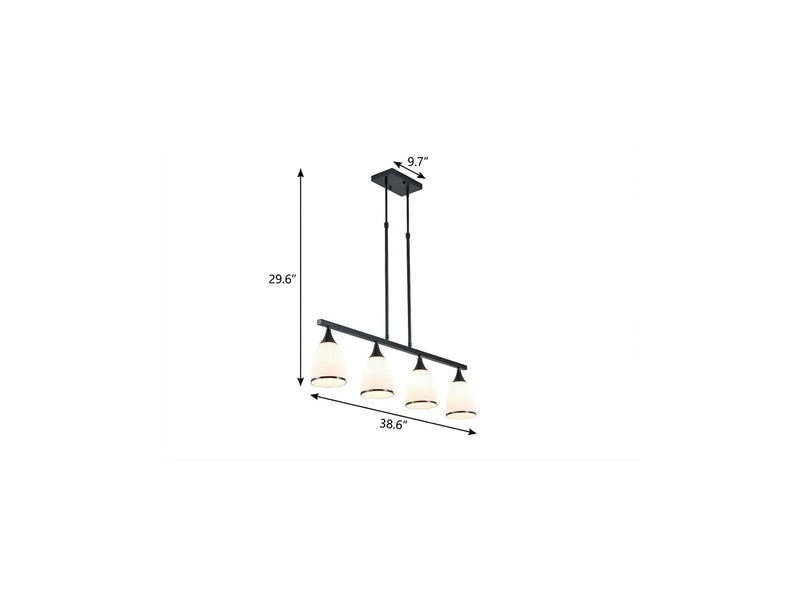 Black Kitchen Island Four Light Glass and Wrought Iron Frosted Glass Flush Chandelier With Black Shades Homeroots Lighting
