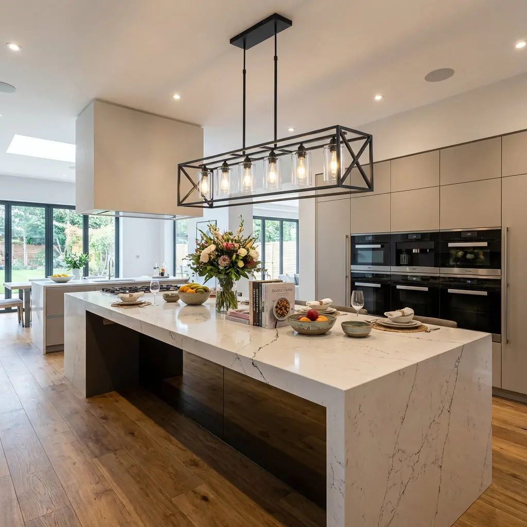 Black Kitchen Island Six Light Acrylic and Wrought Iron Mercury Glass Flush Chandelier With Black Shades Homeroots Lighting