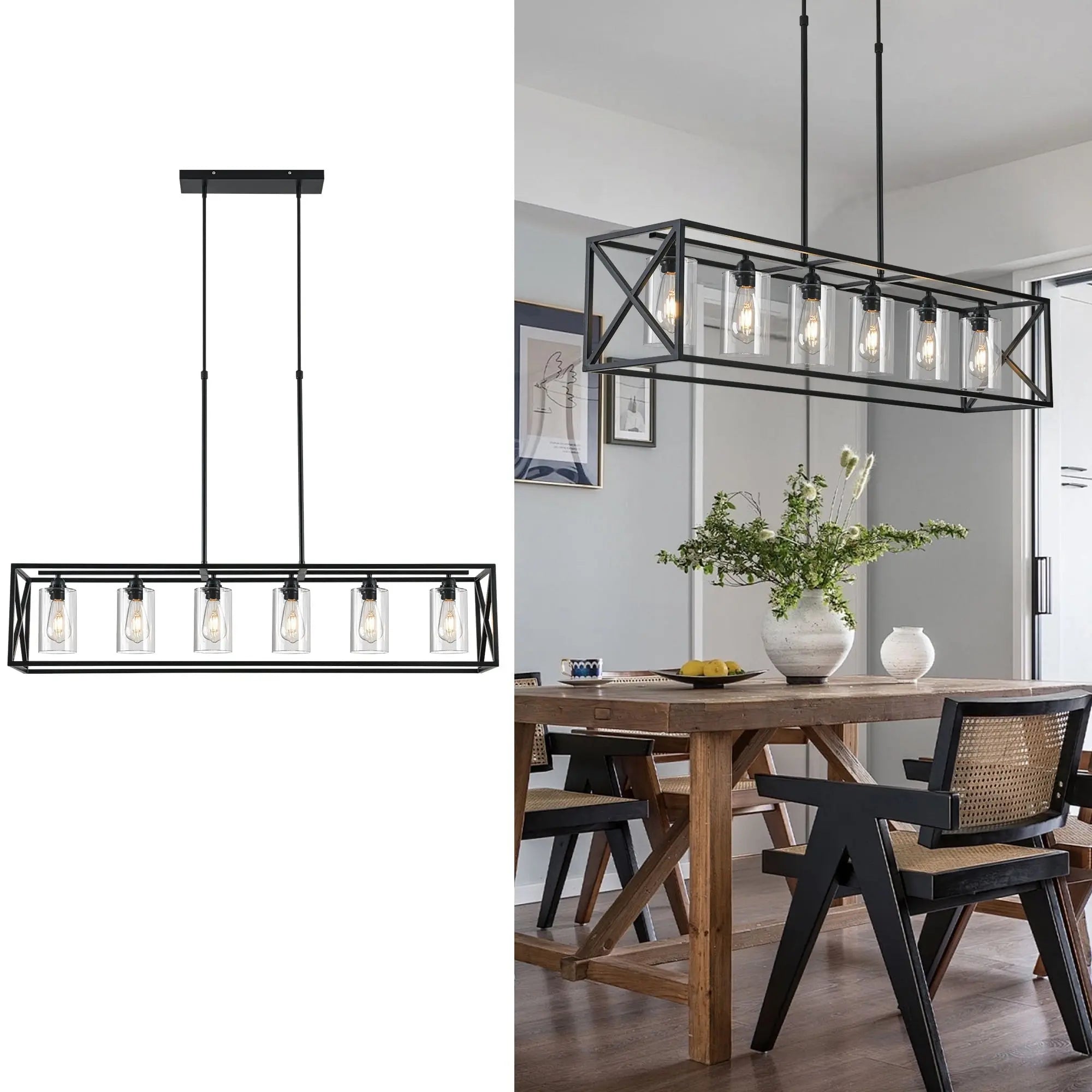 Black Kitchen Island Six Light Acrylic and Wrought Iron Mercury Glass Flush Chandelier With Black Shades Homeroots Lighting