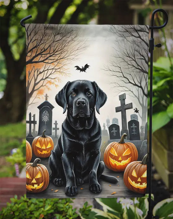 Black Labrador Retriever Spooky Halloween Garden Flag Caroline's Treasures