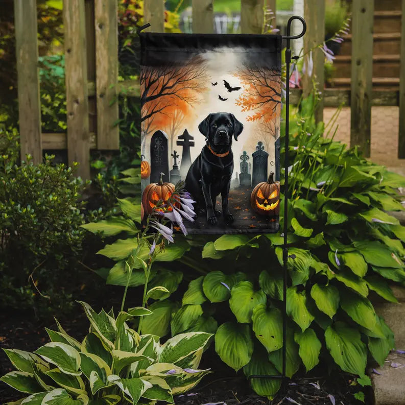 Black Labrador Retriever Spooky Halloween Garden Flag Caroline's Treasures