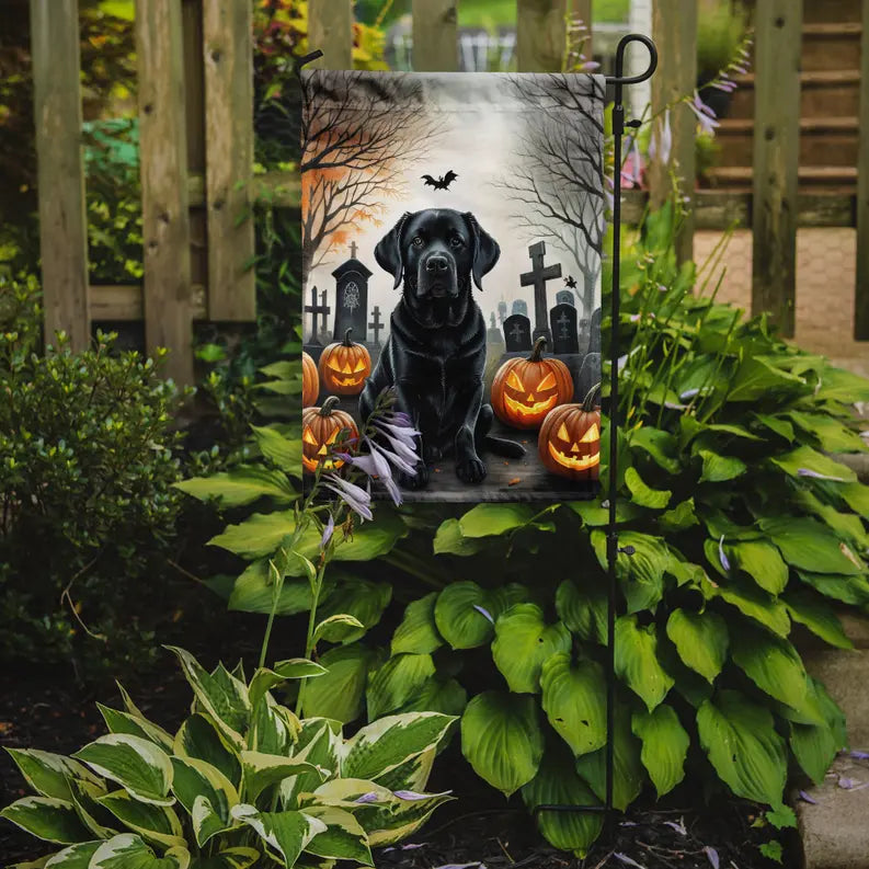 Black Labrador Retriever Spooky Halloween Garden Flag Caroline's Treasures