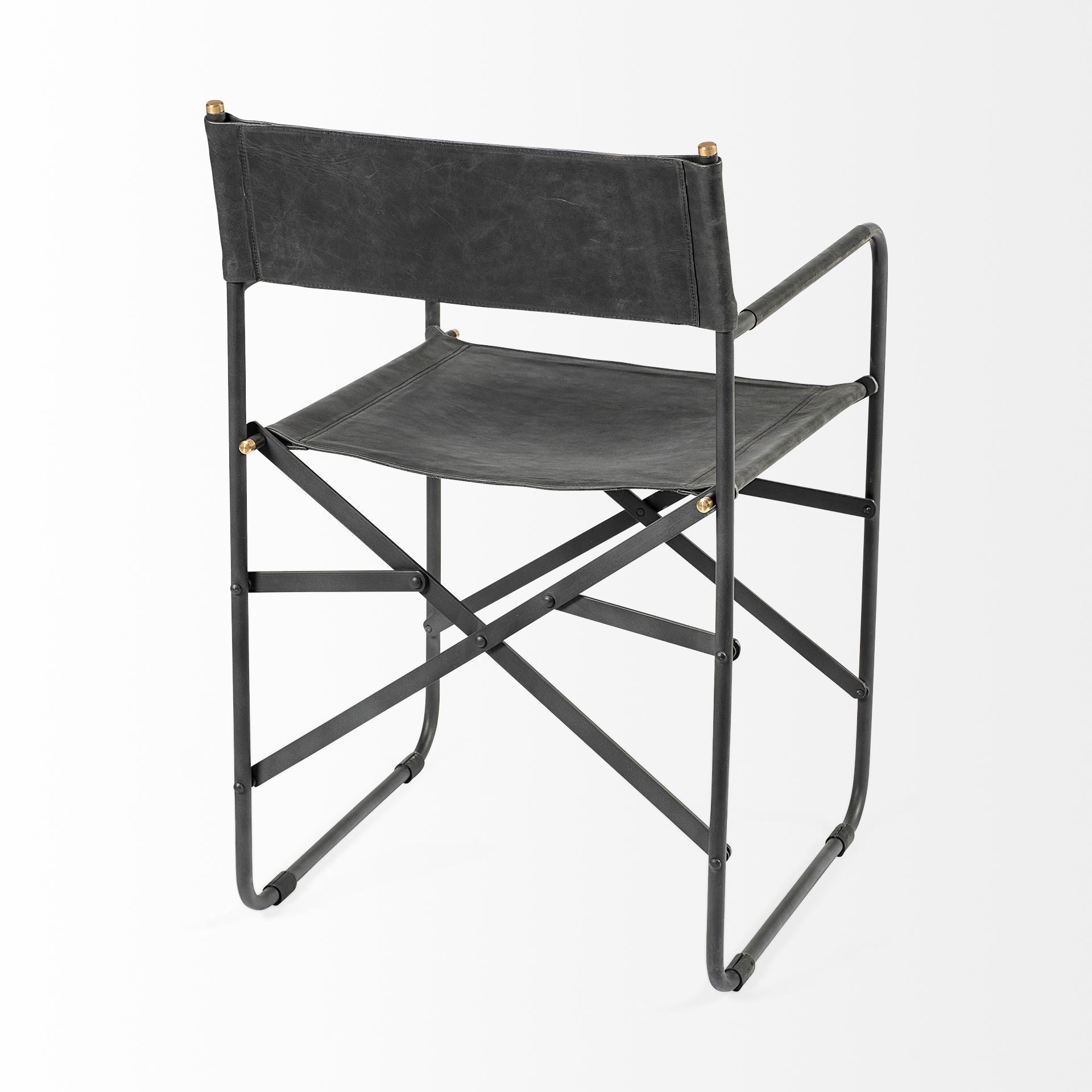 Black Leather Open Back Dining Arm Chair - GreatEagleInc