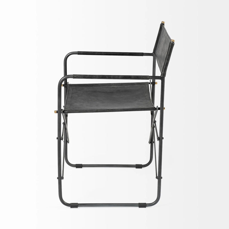 Black Leather Open Back Dining Arm Chair - GreatEagleInc