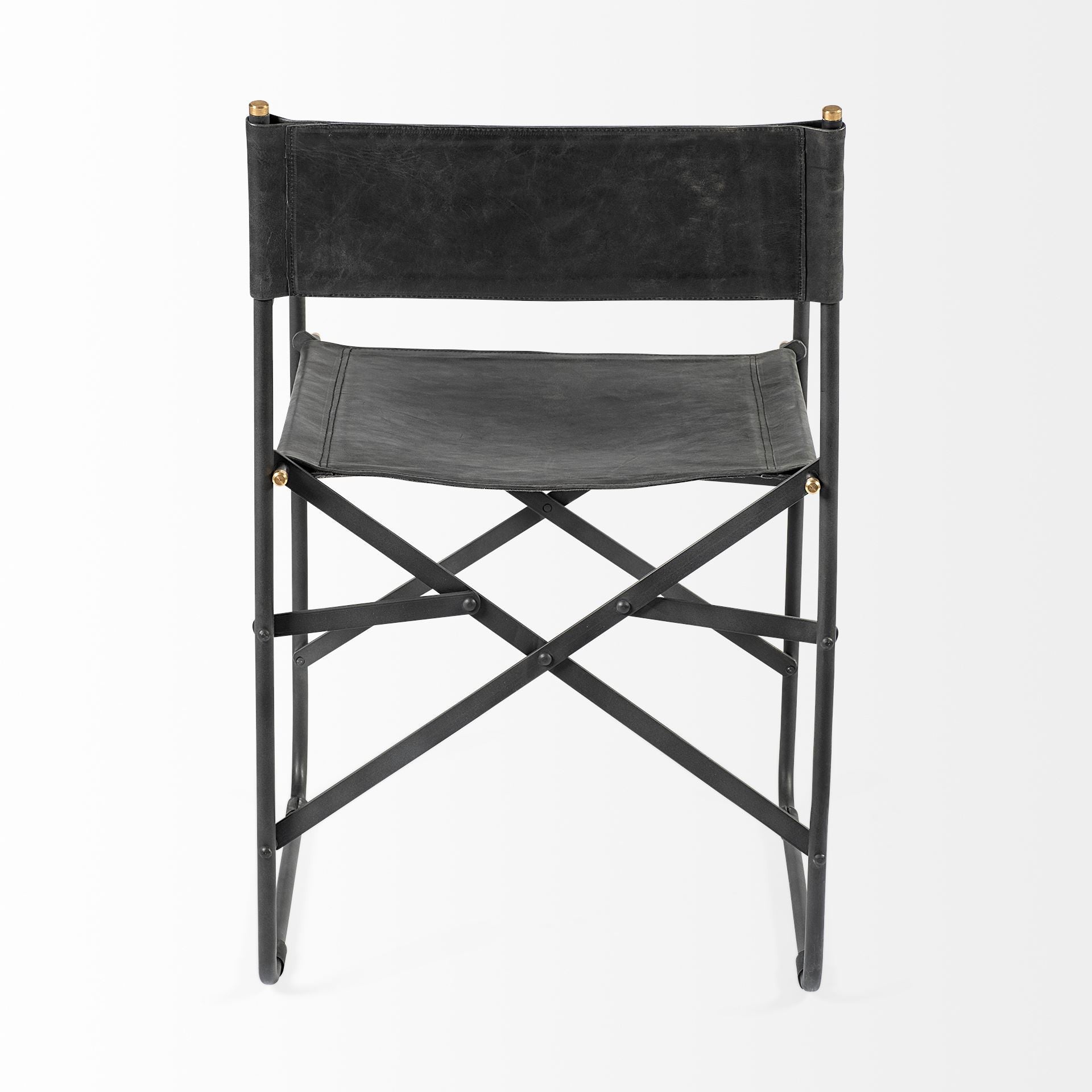 Black Leather Open Back Dining Arm Chair - GreatEagleInc