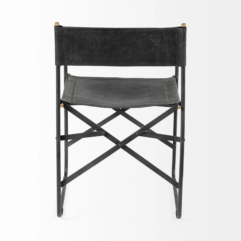 Black Leather Open Back Dining Arm Chair - GreatEagleInc
