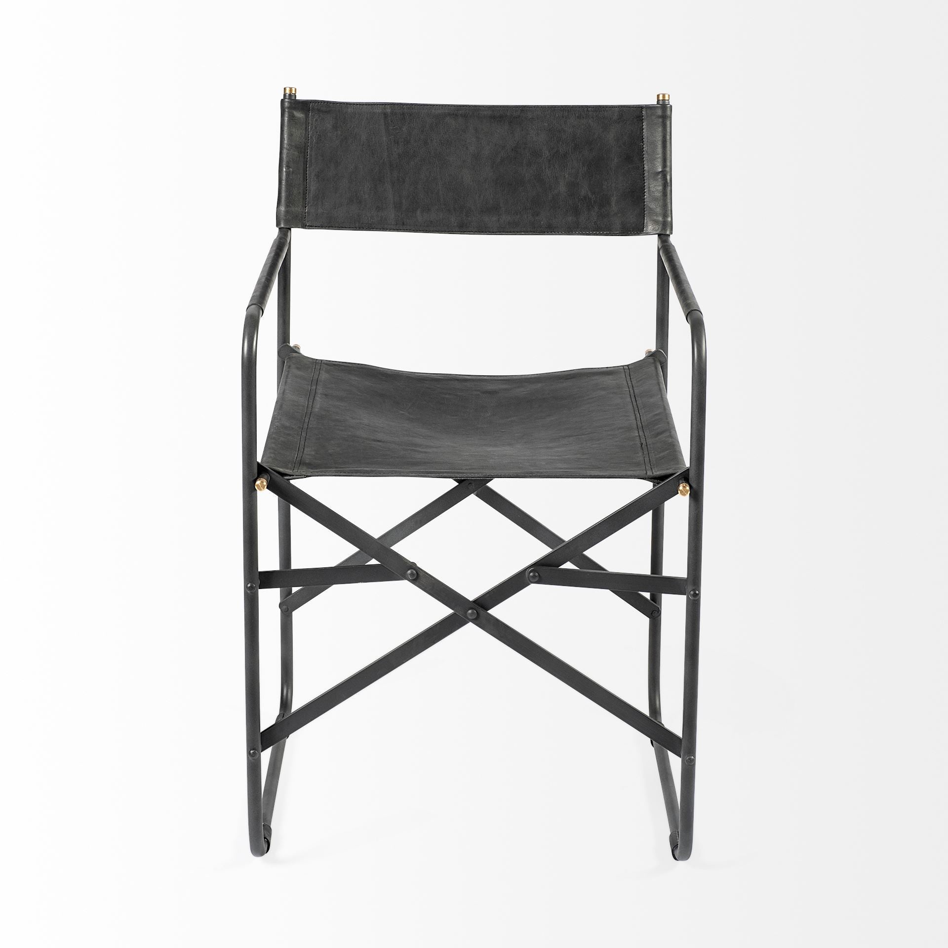 Black Leather Open Back Dining Arm Chair - GreatEagleInc