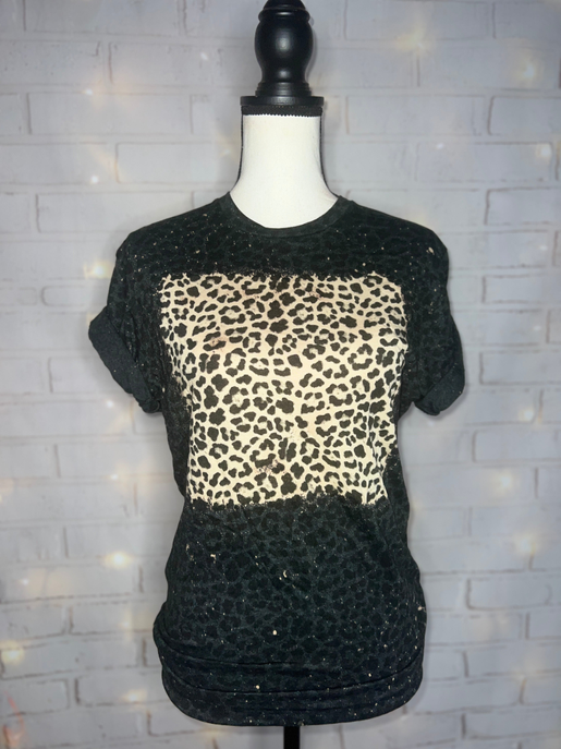 Black Leopard Bleached Blank Tee The Blended Owl