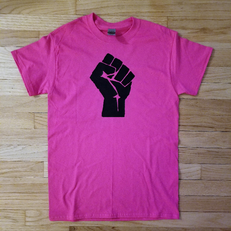 Black Lives Matter/Resist Fist Tee with BLACK LIVES MATTER on back Black Cat Bazaar