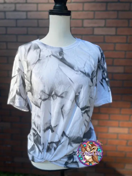 Black Marble Tie Dye Blank Tee The Blended Owl