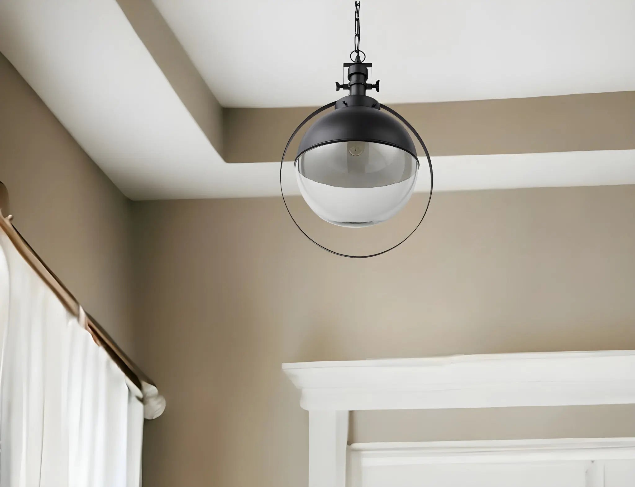 Black Metal Sphere Pendant Hanging Light Homeroots Lighting