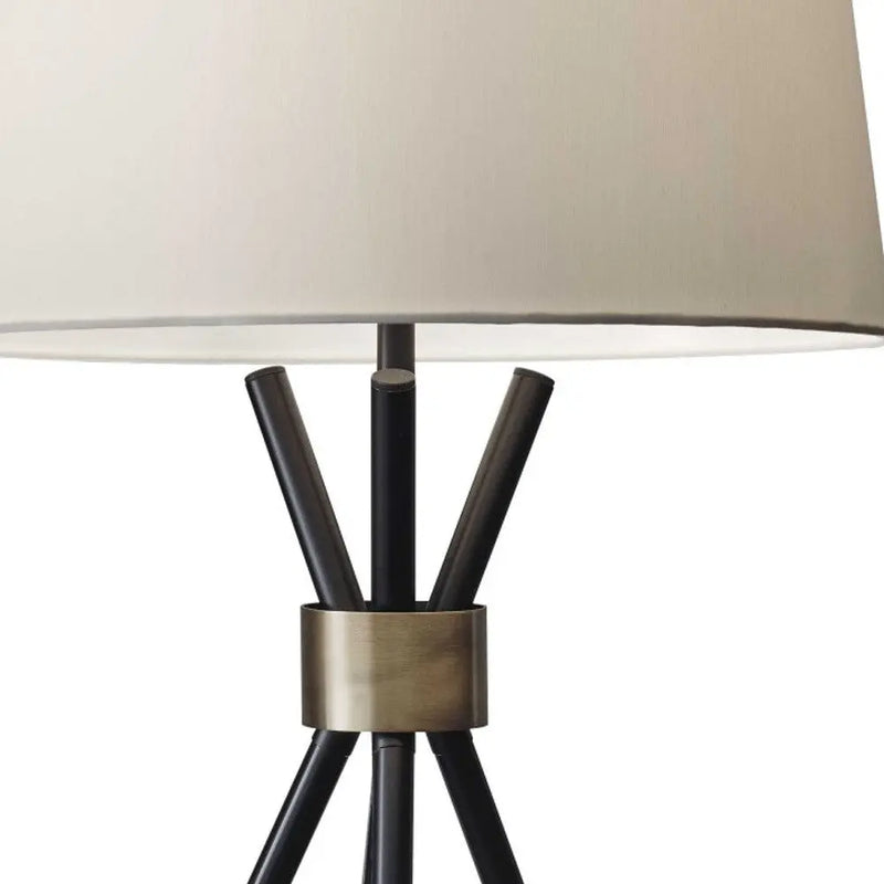 Black Metal Tripod Leg With Antique Brass Accent Table Lamp - GreatEagleInc