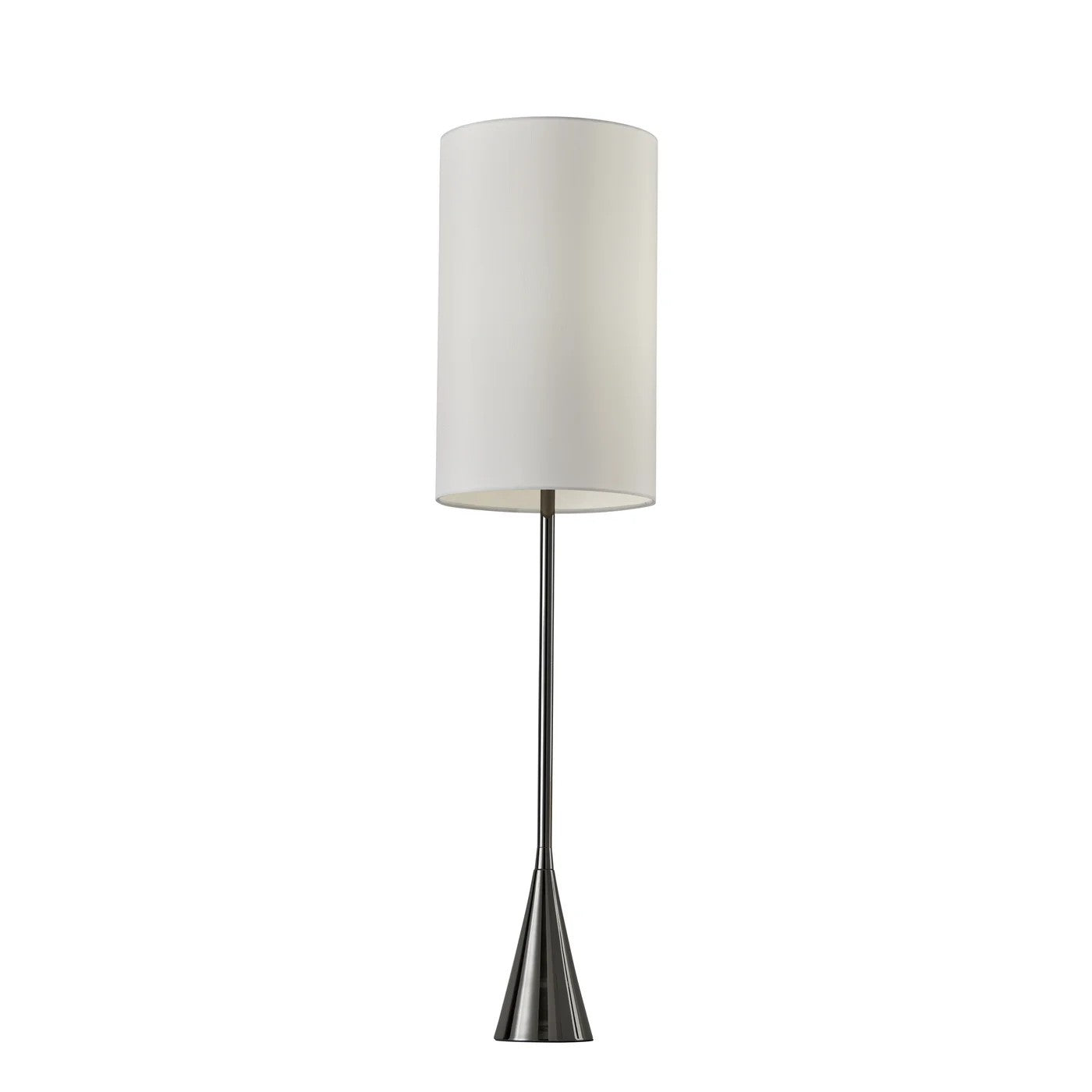 Black Nickel Finish Metal Tall White Shade Table Lamp - GreatEagleInc