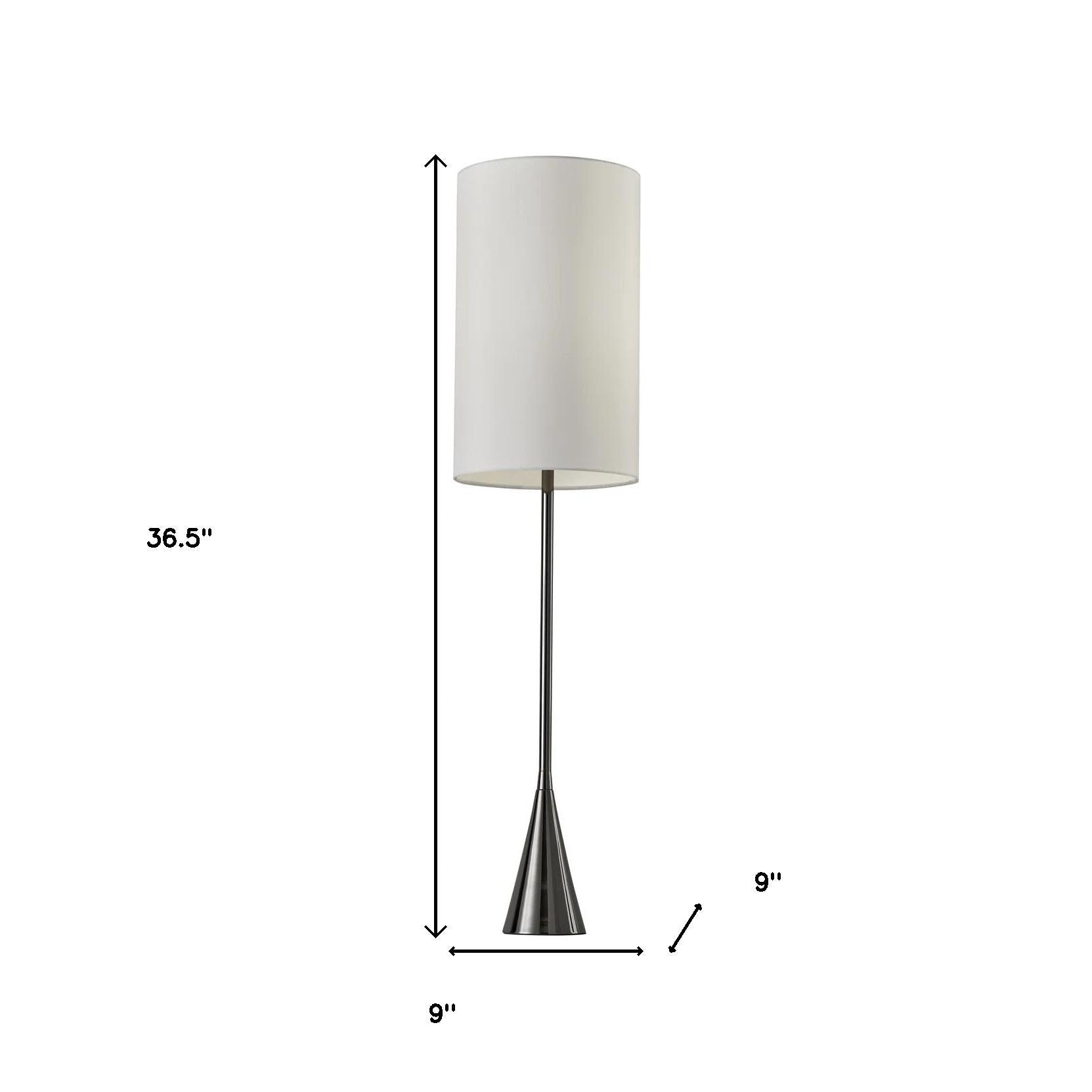 Black Nickel Finish Metal Tall White Shade Table Lamp - GreatEagleInc