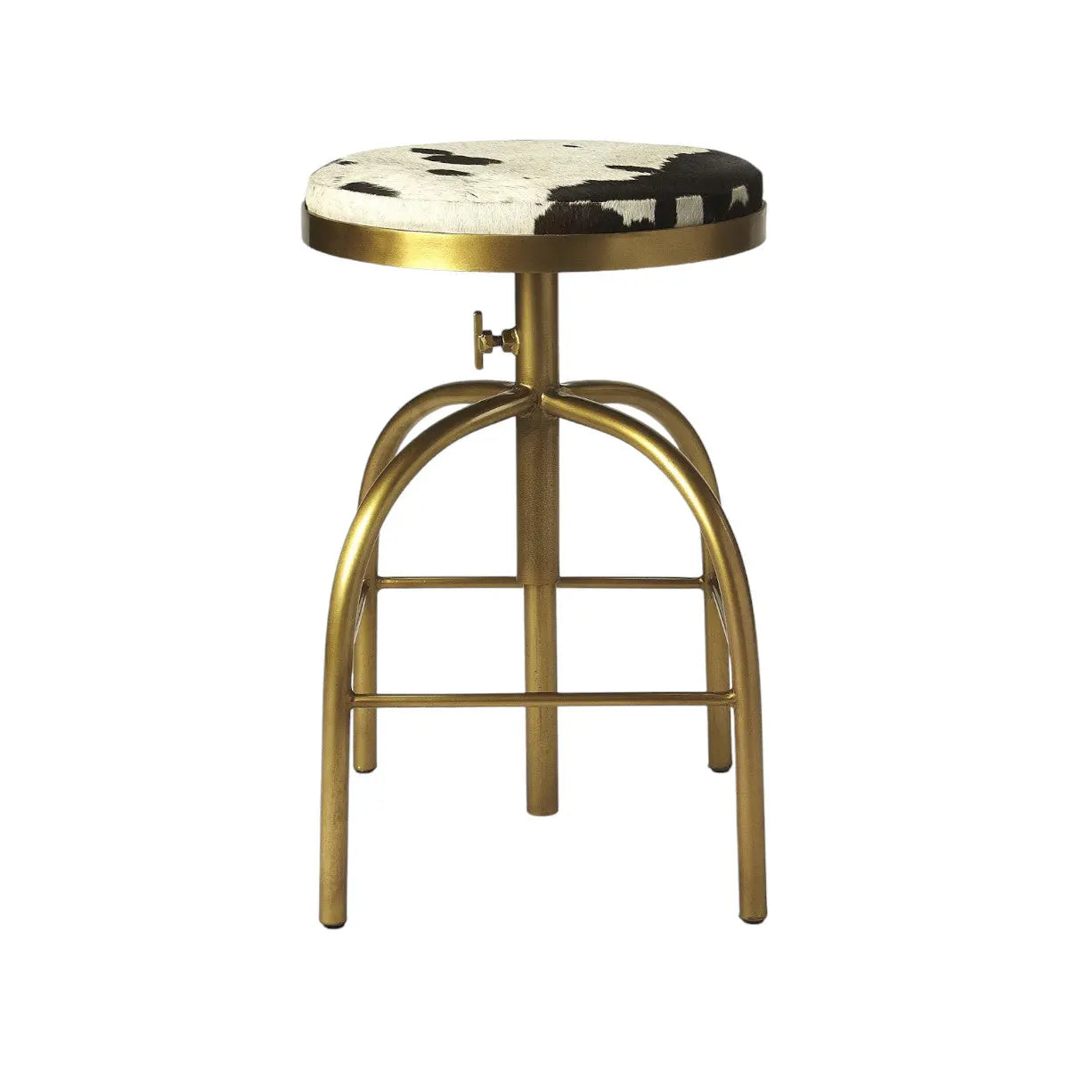 Black Off White and Gold Iron Backless Adjustable Height Swivel Bar Chair Homeroots Living Room