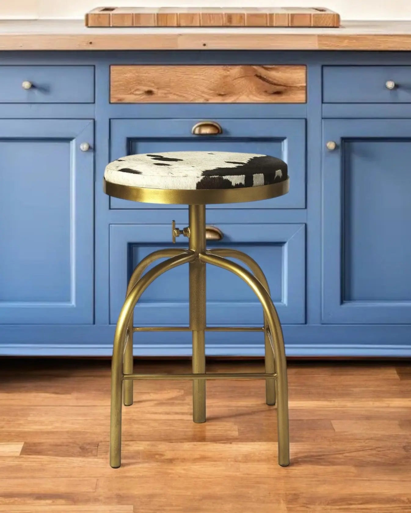 Black Off White and Gold Iron Backless Adjustable Height Swivel Bar Chair Homeroots Living Room