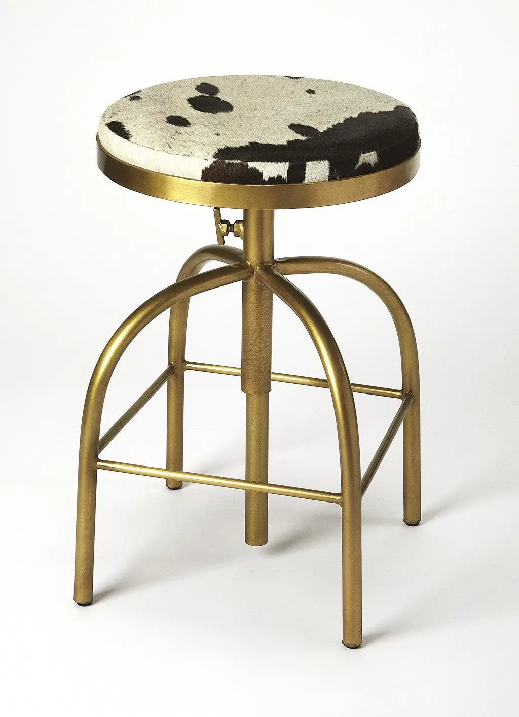 Black Off White and Gold Iron Backless Adjustable Height Swivel Bar Chair Homeroots Living Room
