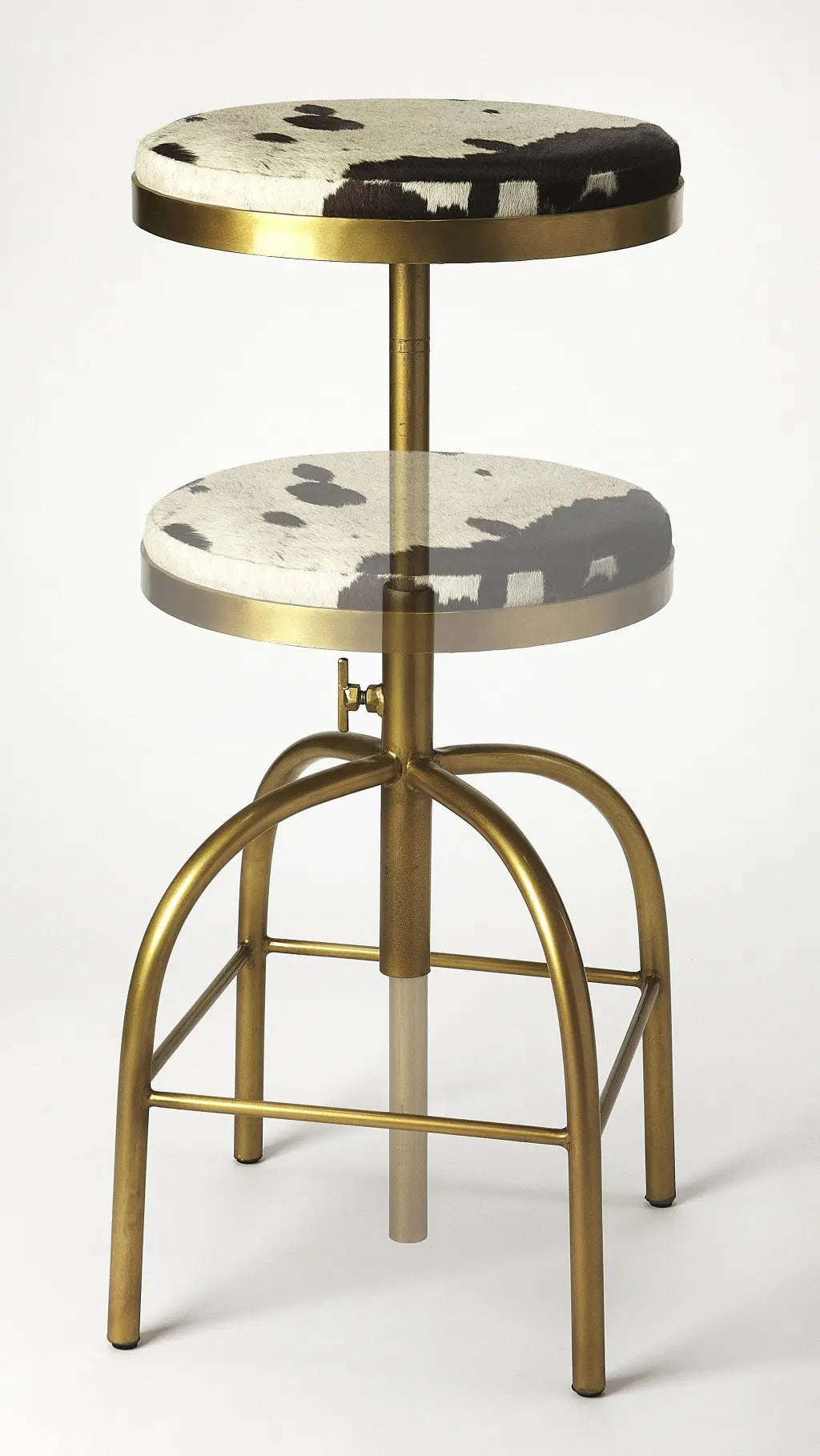 Black Off White and Gold Iron Backless Adjustable Height Swivel Bar Chair Homeroots Living Room