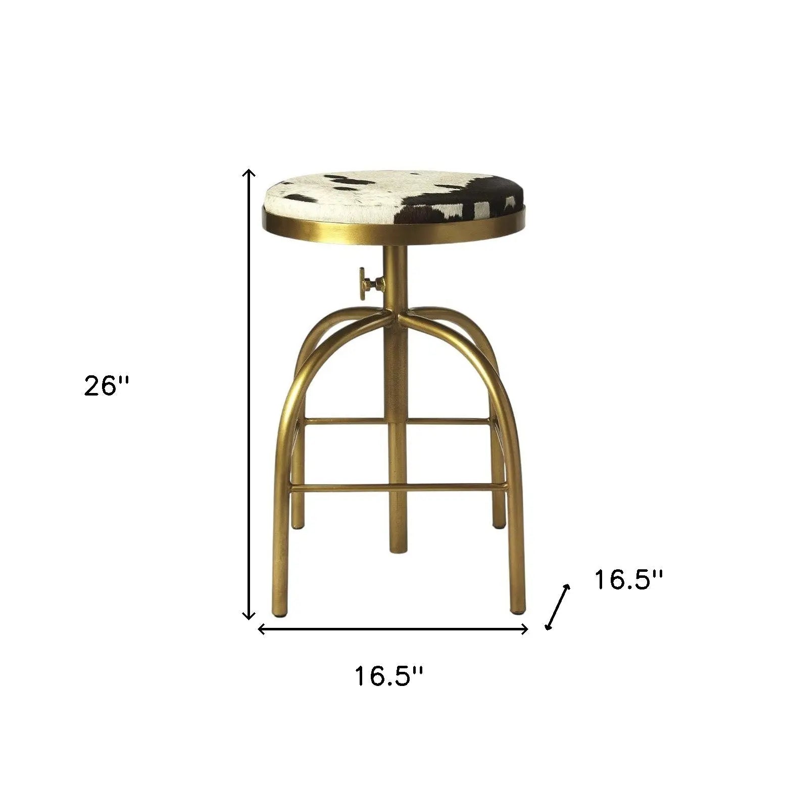 Black Off White and Gold Iron Backless Adjustable Height Swivel Bar Chair Homeroots Living Room