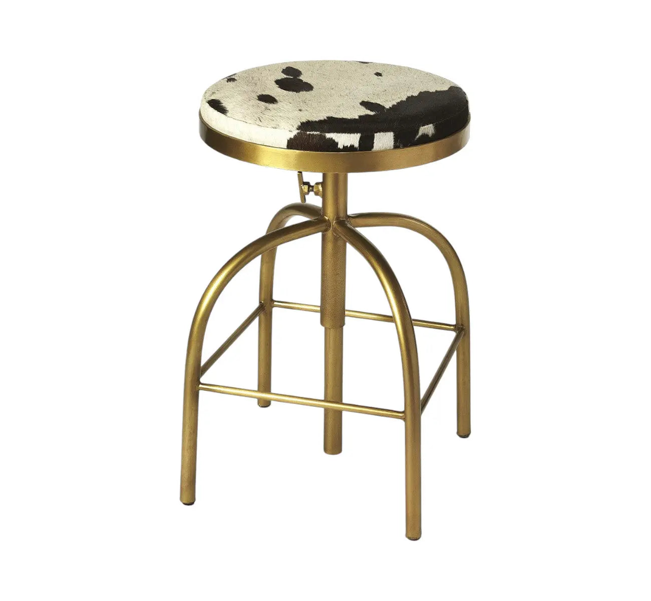 Black Off White and Gold Iron Backless Adjustable Height Swivel Bar Chair Homeroots Living Room