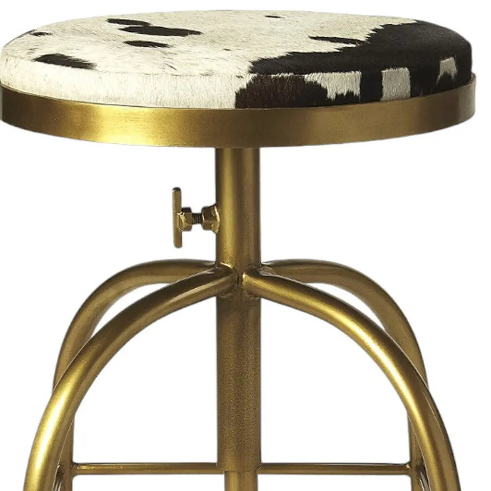 Black Off White and Gold Iron Backless Adjustable Height Swivel Bar Chair Homeroots Living Room