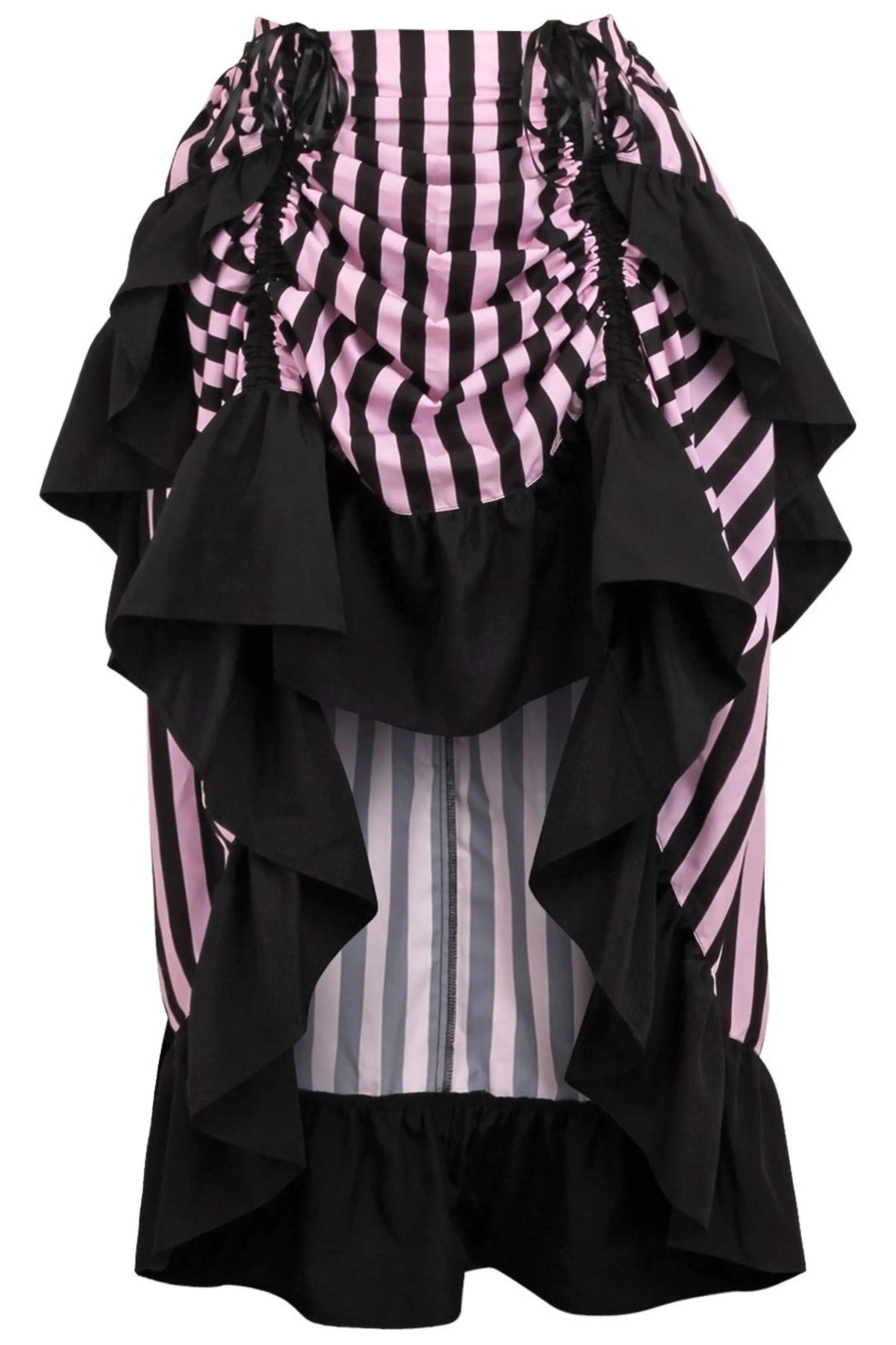 Black/Pink Stripe Adjustable High Low Skirt Daisy Corsets