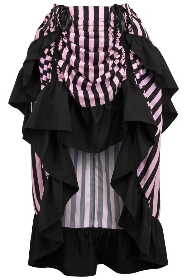 Black/Pink Stripe Adjustable High Low Skirt Daisy Corsets