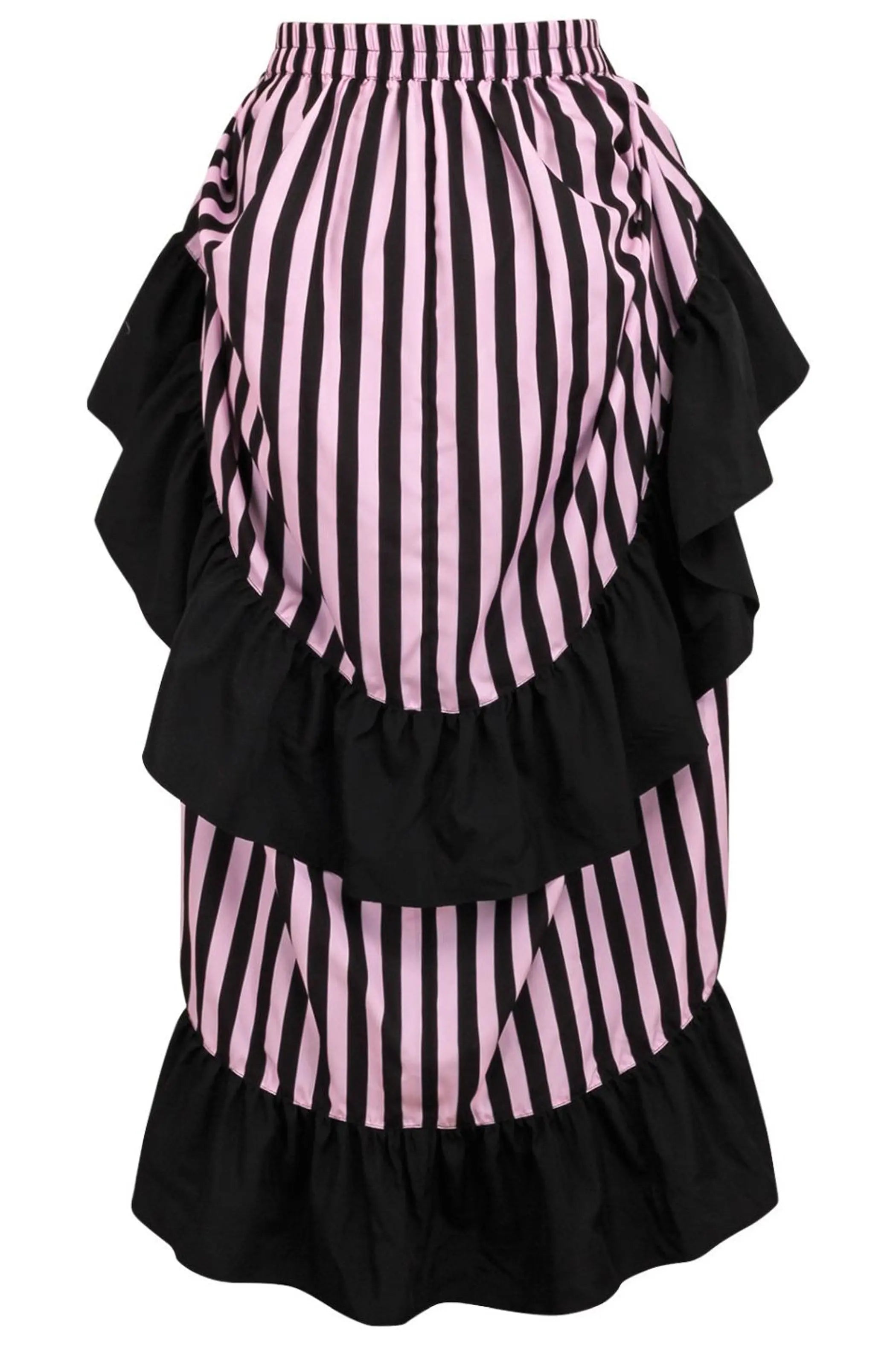 Black/Pink Stripe Adjustable High Low Skirt Daisy Corsets