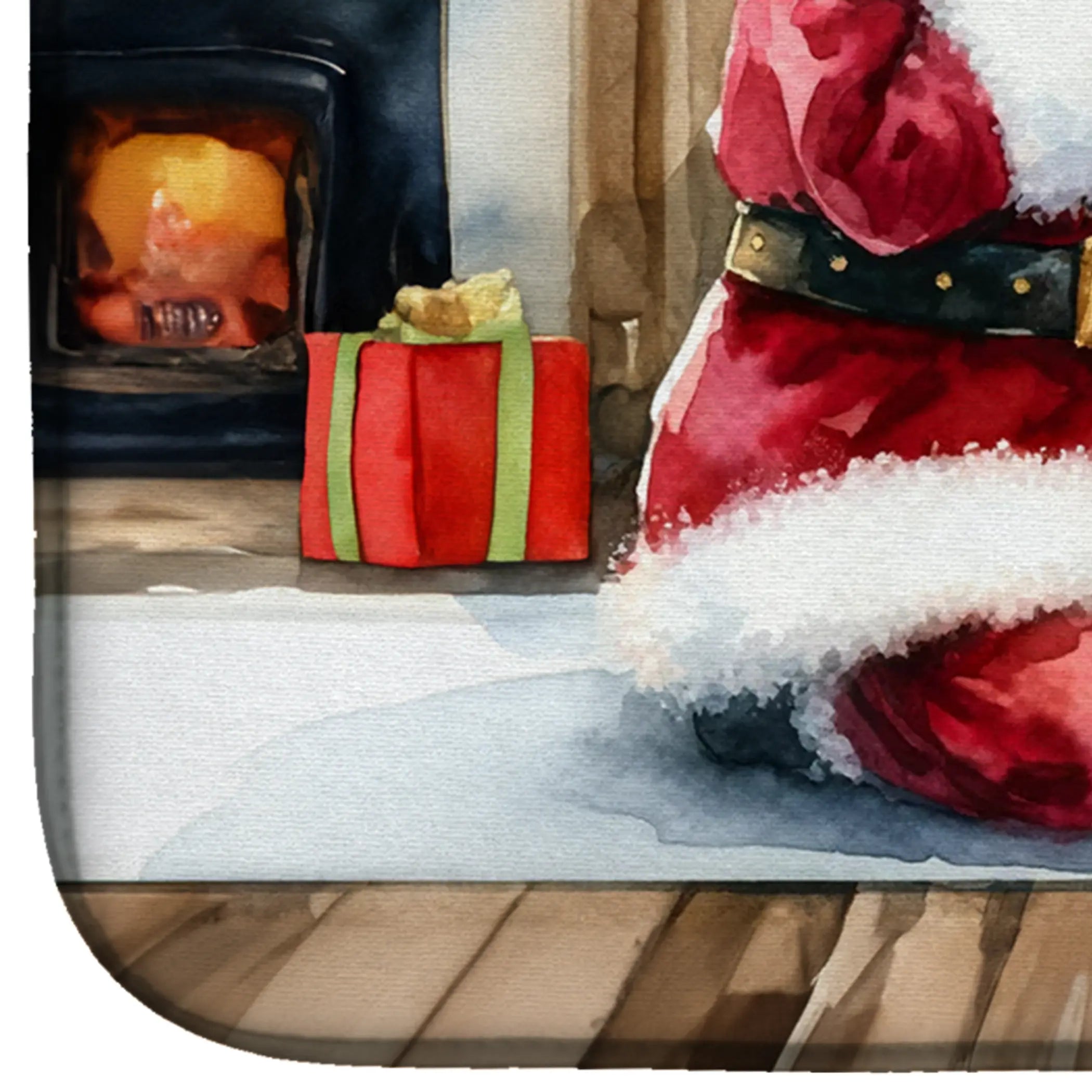 Black Pug and Santa Claus Dish Drying Mat Caroline's Treasures
