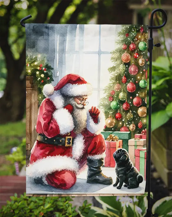 Black Pug and Santa Claus Garden Flag Caroline's Treasures