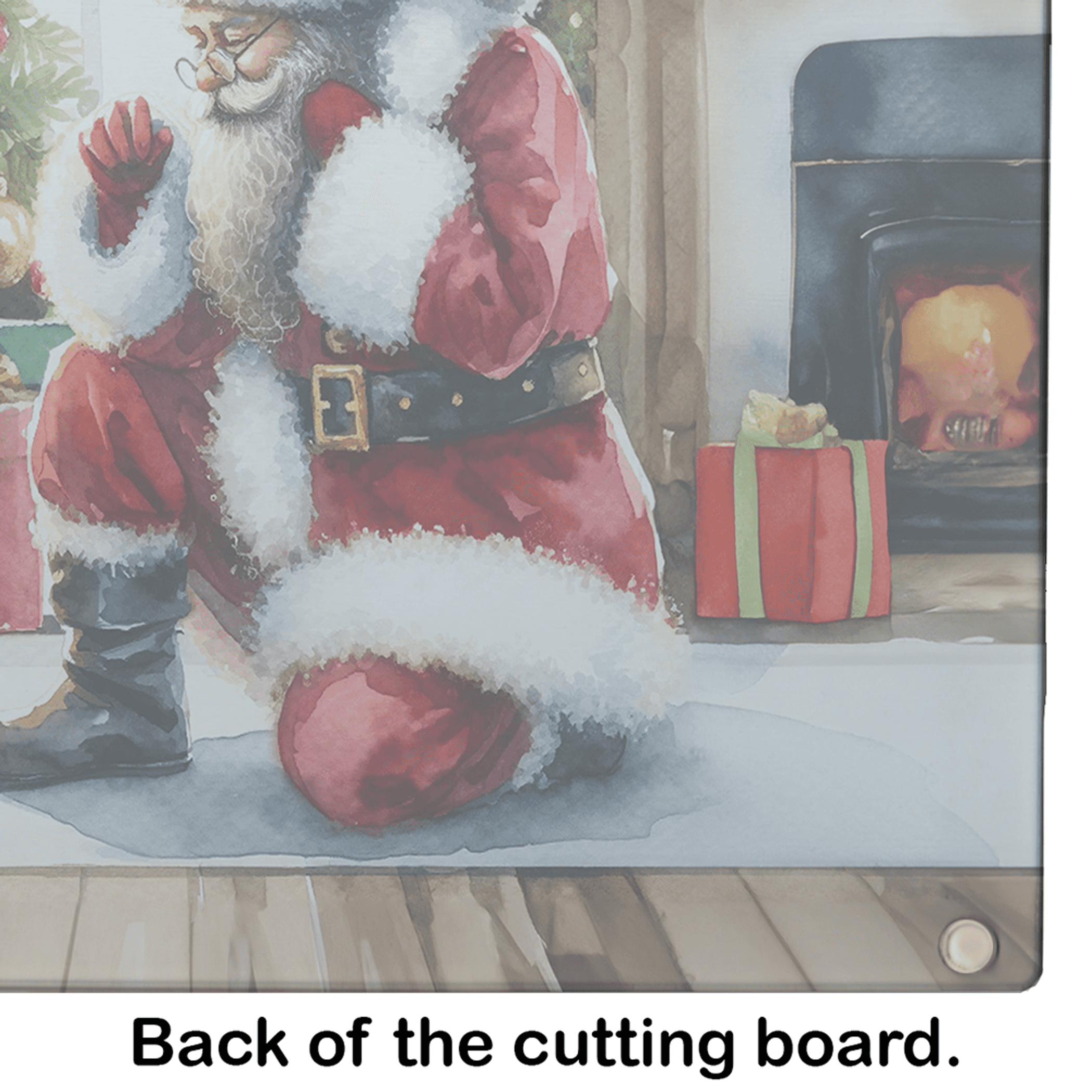Black Pug and Santa Claus Glass Cutting Board Caroline's Treasures