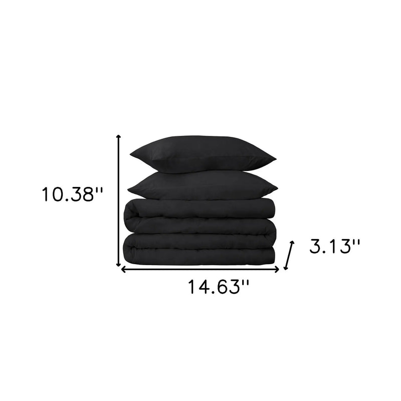 Black Queen Cotton Blend 650 Thread Count Washable Duvet Cover Set Homeroots Bed & Bath