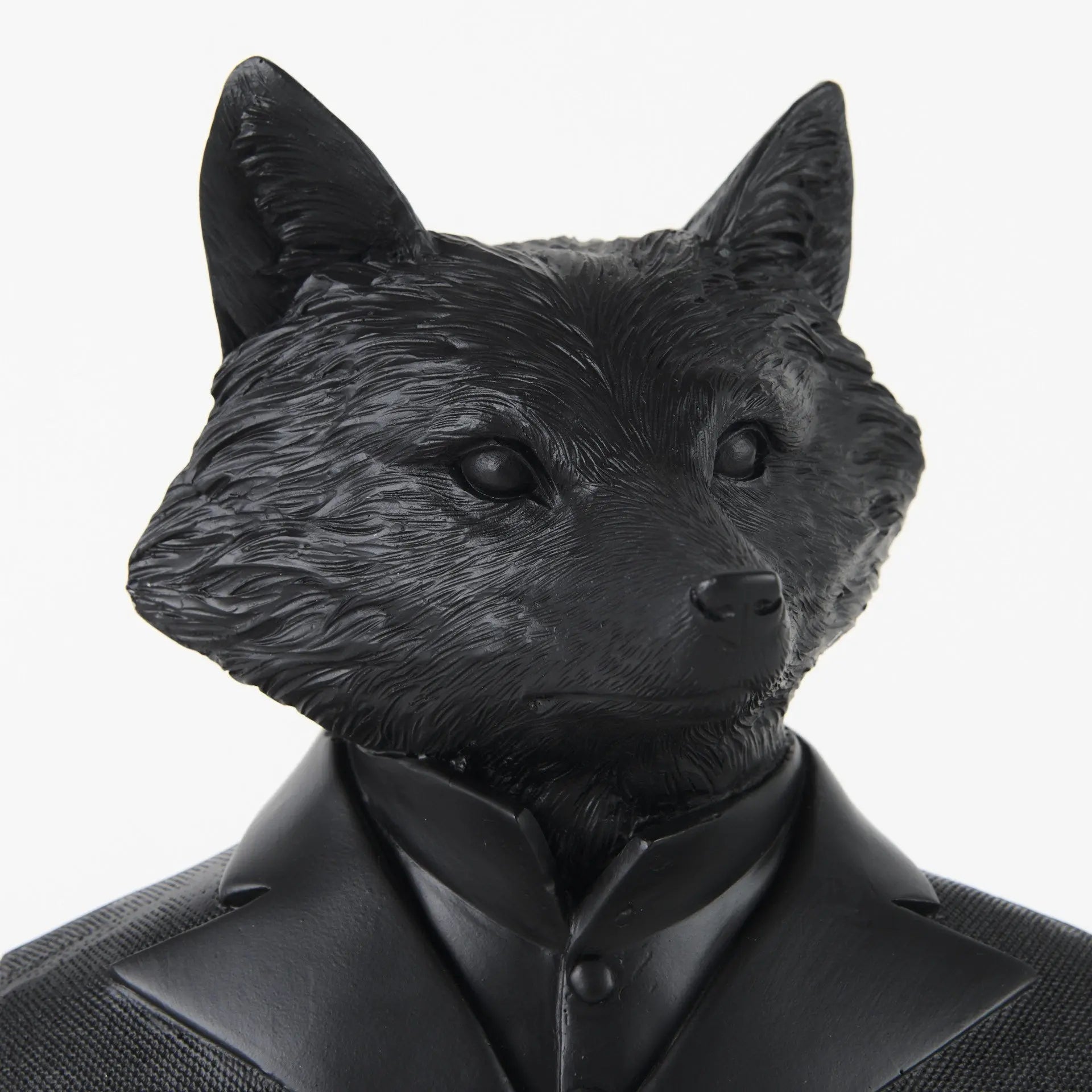 Black Resin Suited Fox Bust Sculpture Homeroots Home Decor