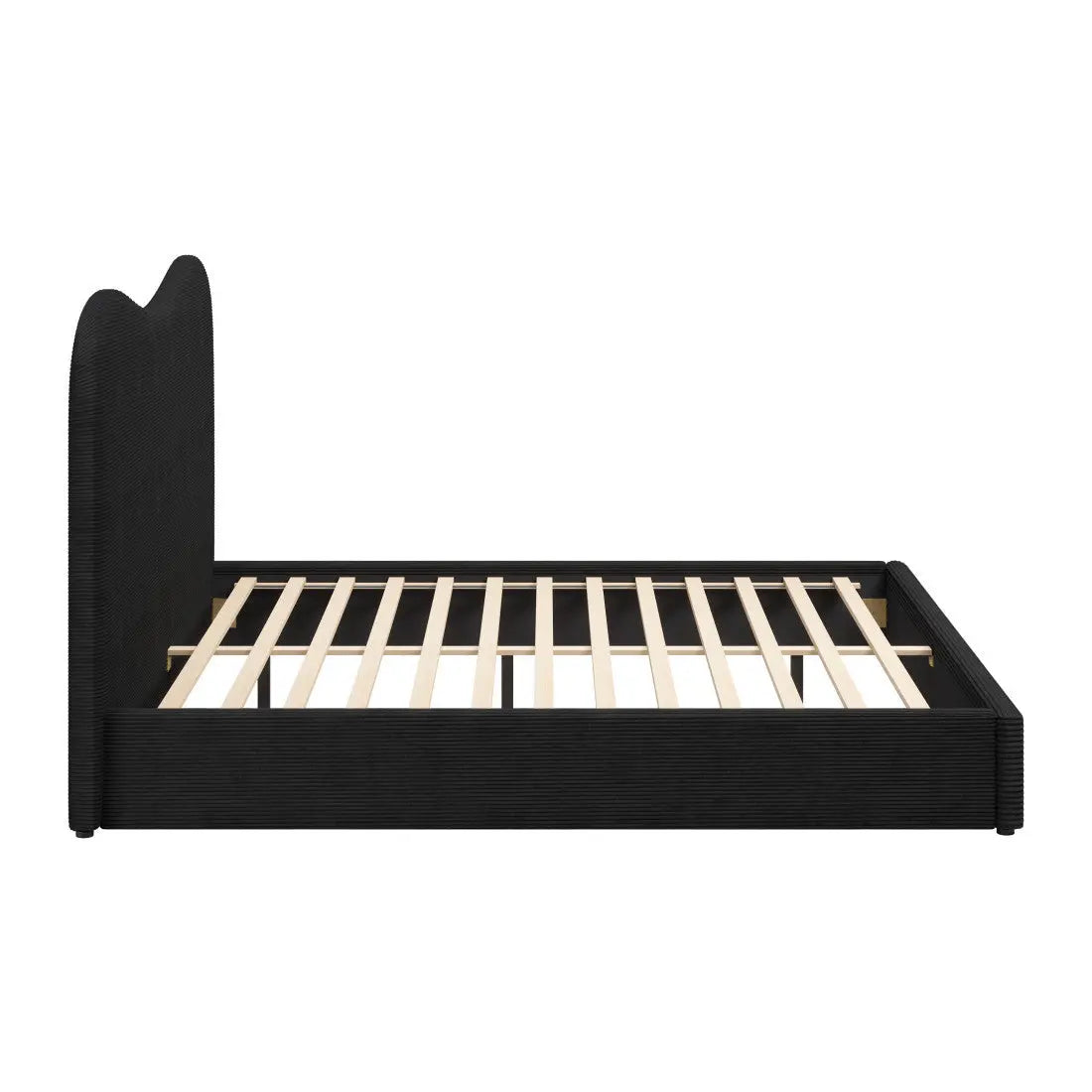 Black Ribbed Texture Velvet Upholstered King Bed Frame Homeroots Bed & Bath