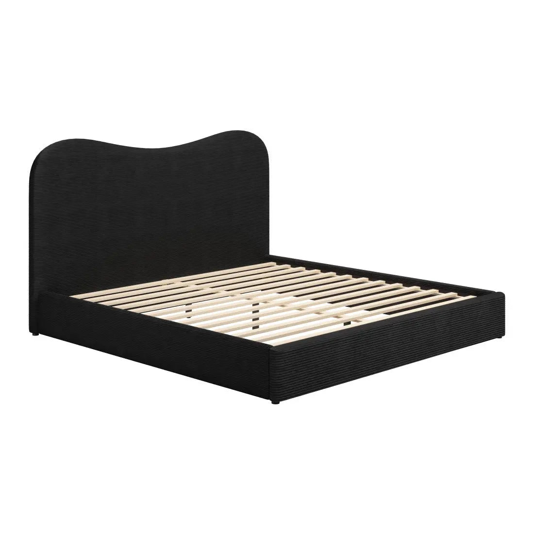 Black Ribbed Texture Velvet Upholstered King Bed Frame Homeroots Bed & Bath