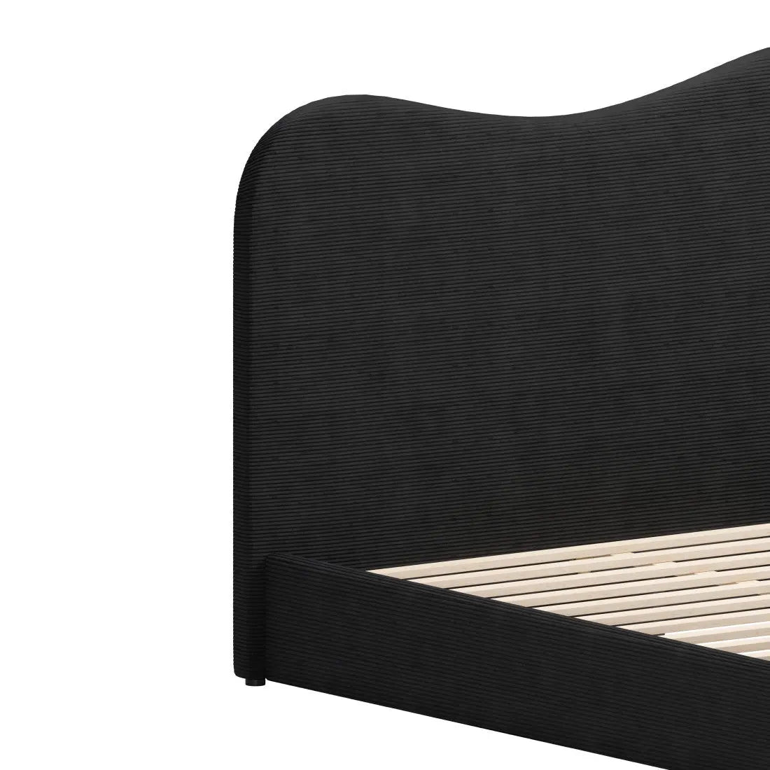 Black Ribbed Texture Velvet Upholstered Queen Bed Frame Homeroots Bed & Bath