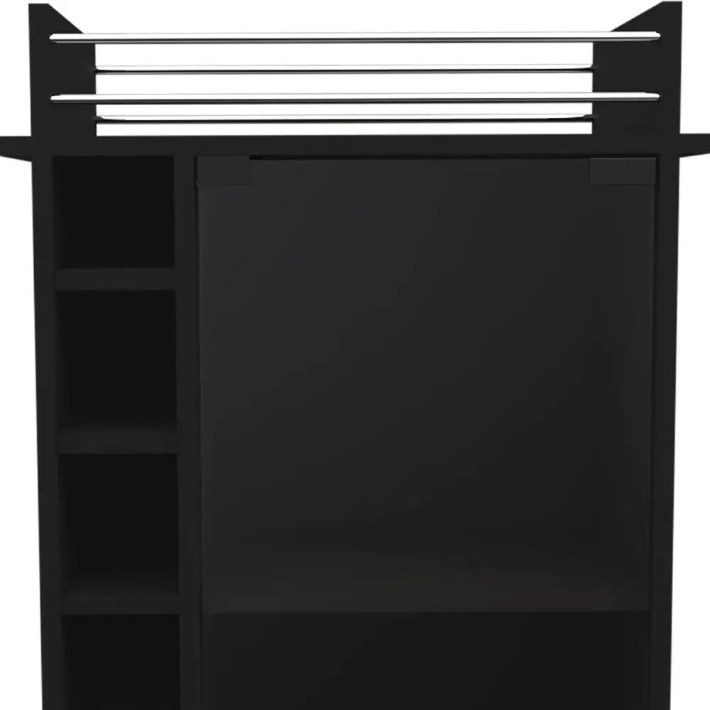 Black Rolling Bar Cart With Wine Storage - GreatEagleInc