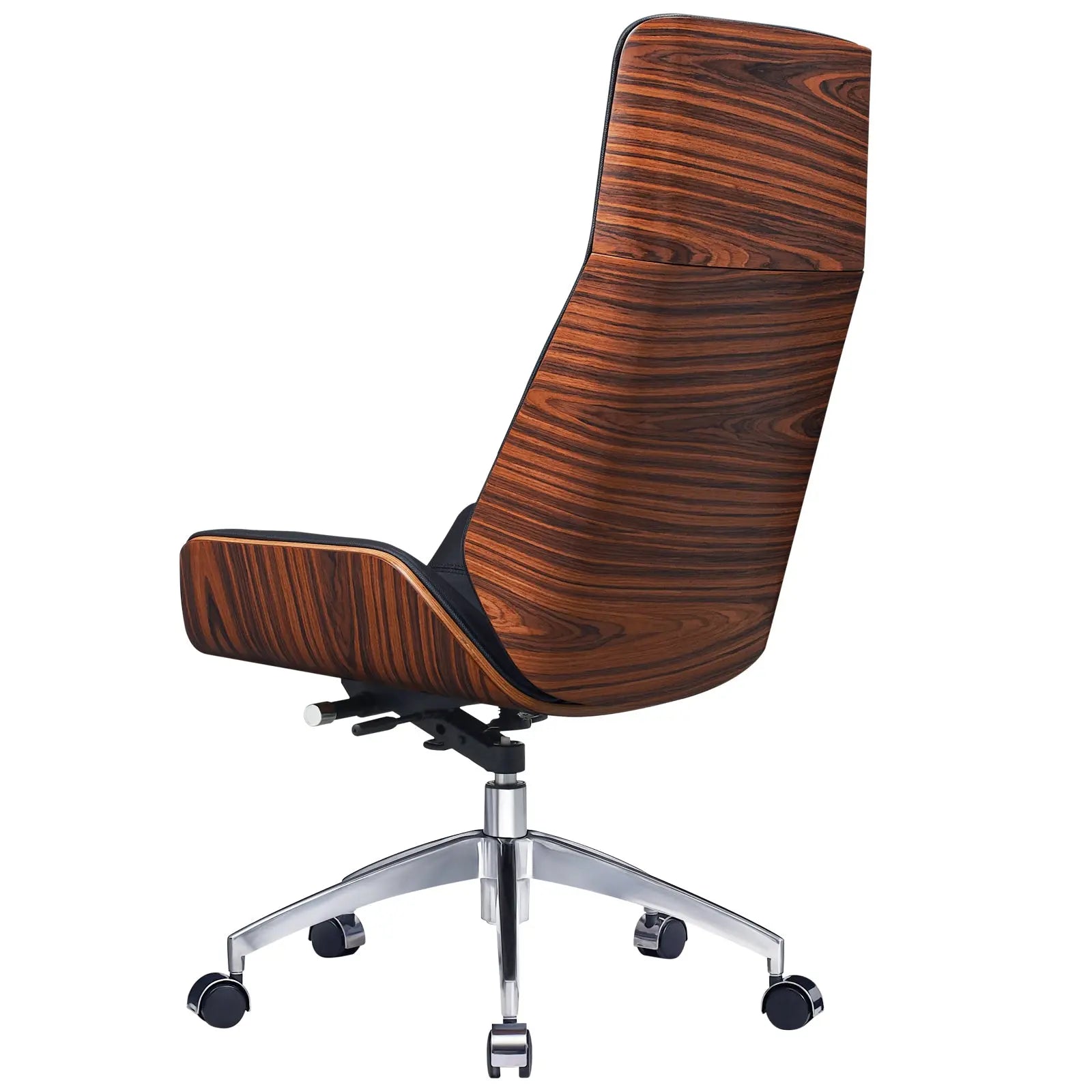 Black Rosewood and Silver Adjustable Height Swivel Rolling Executive Office Chair Homeroots Office