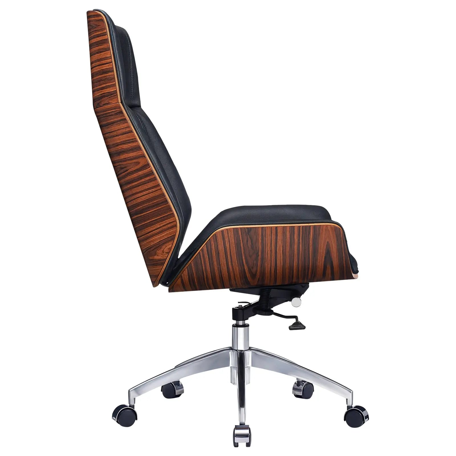 Black Rosewood and Silver Adjustable Height Swivel Rolling Executive Office Chair Homeroots Office
