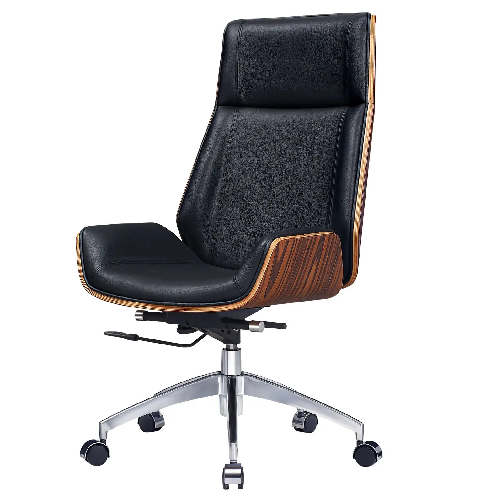 Black Rosewood and Silver Adjustable Height Swivel Rolling Executive Office Chair Homeroots Office