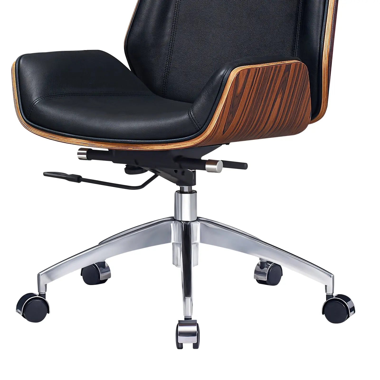 Black Rosewood and Silver Adjustable Height Swivel Rolling Executive Office Chair Homeroots Office