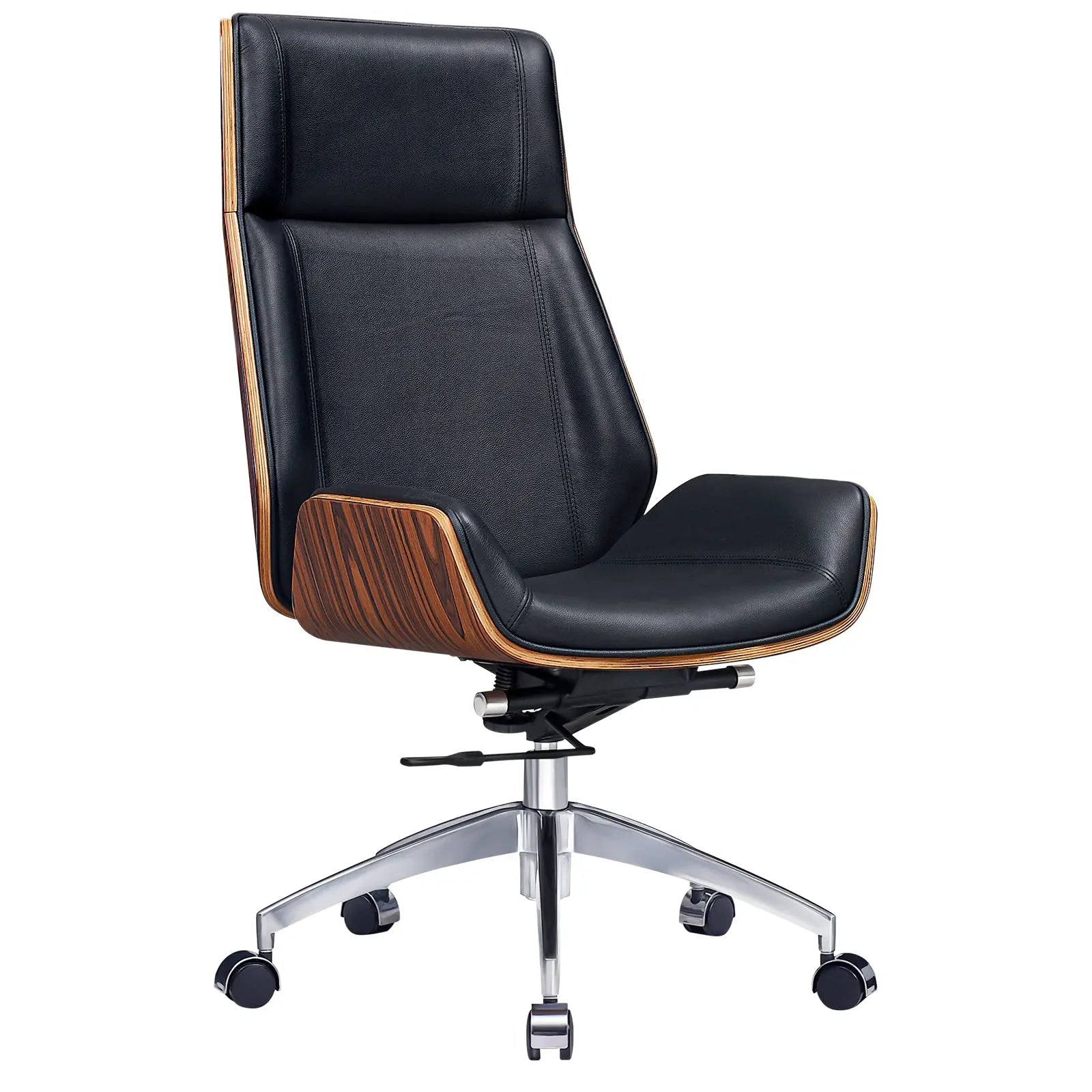 Black Rosewood and Silver Adjustable Height Swivel Rolling Executive Office Chair Homeroots Office