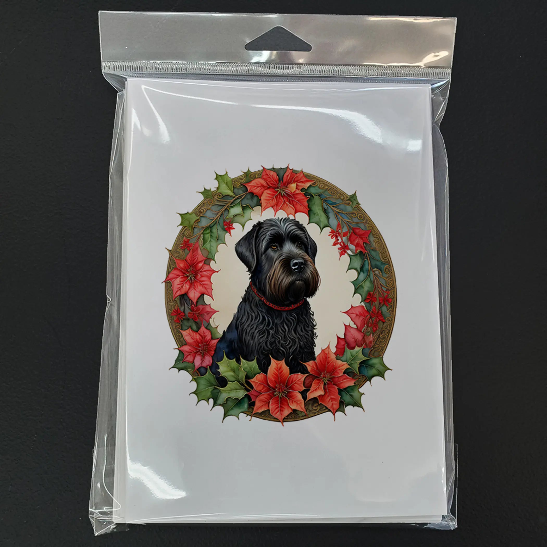 Black Russian Terrier Christmas Flowers Greeting Cards Pack of 8 Caroline's Treasures