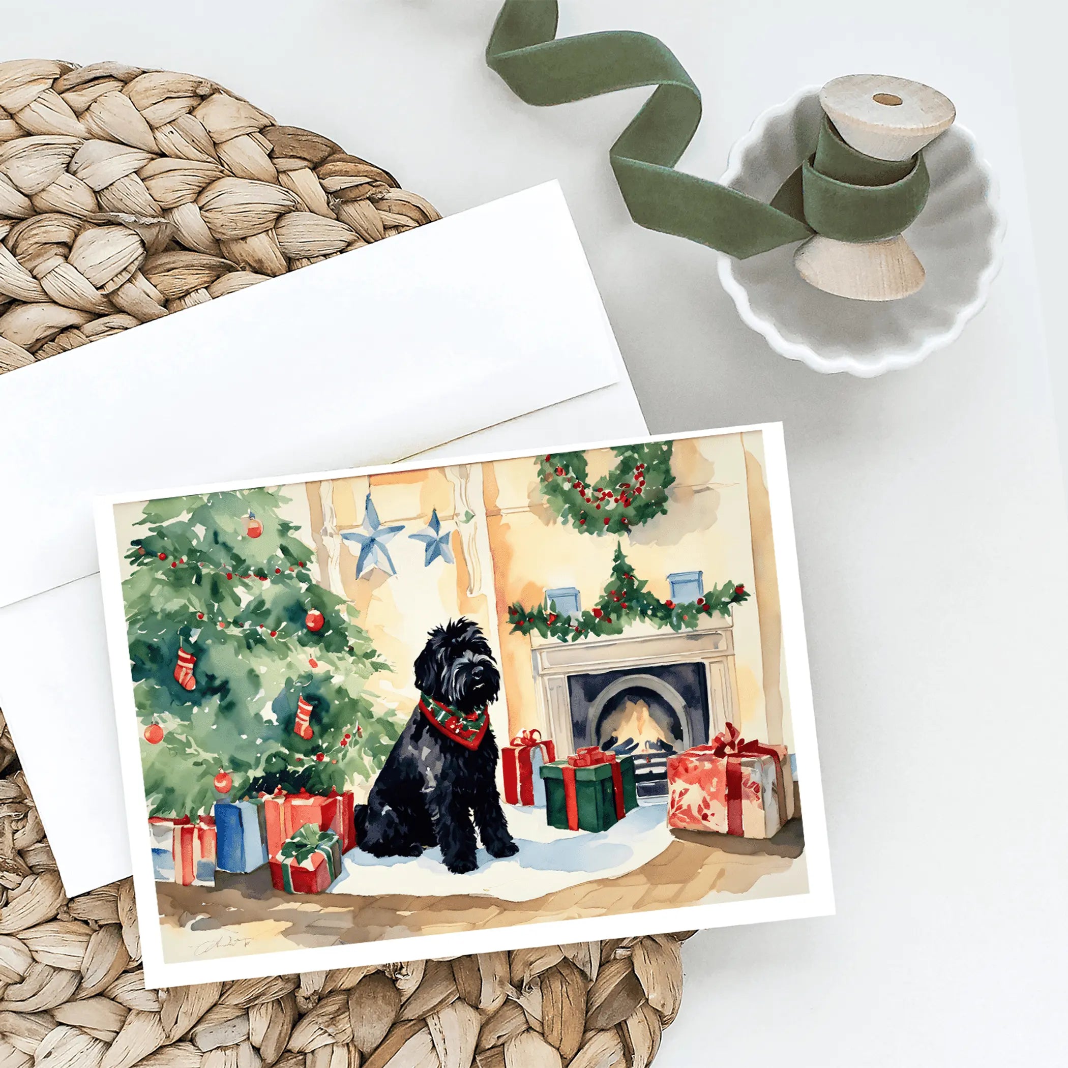 Black Russian Terrier Cozy Christmas Greeting Cards Pack of 8 Caroline's Treasures