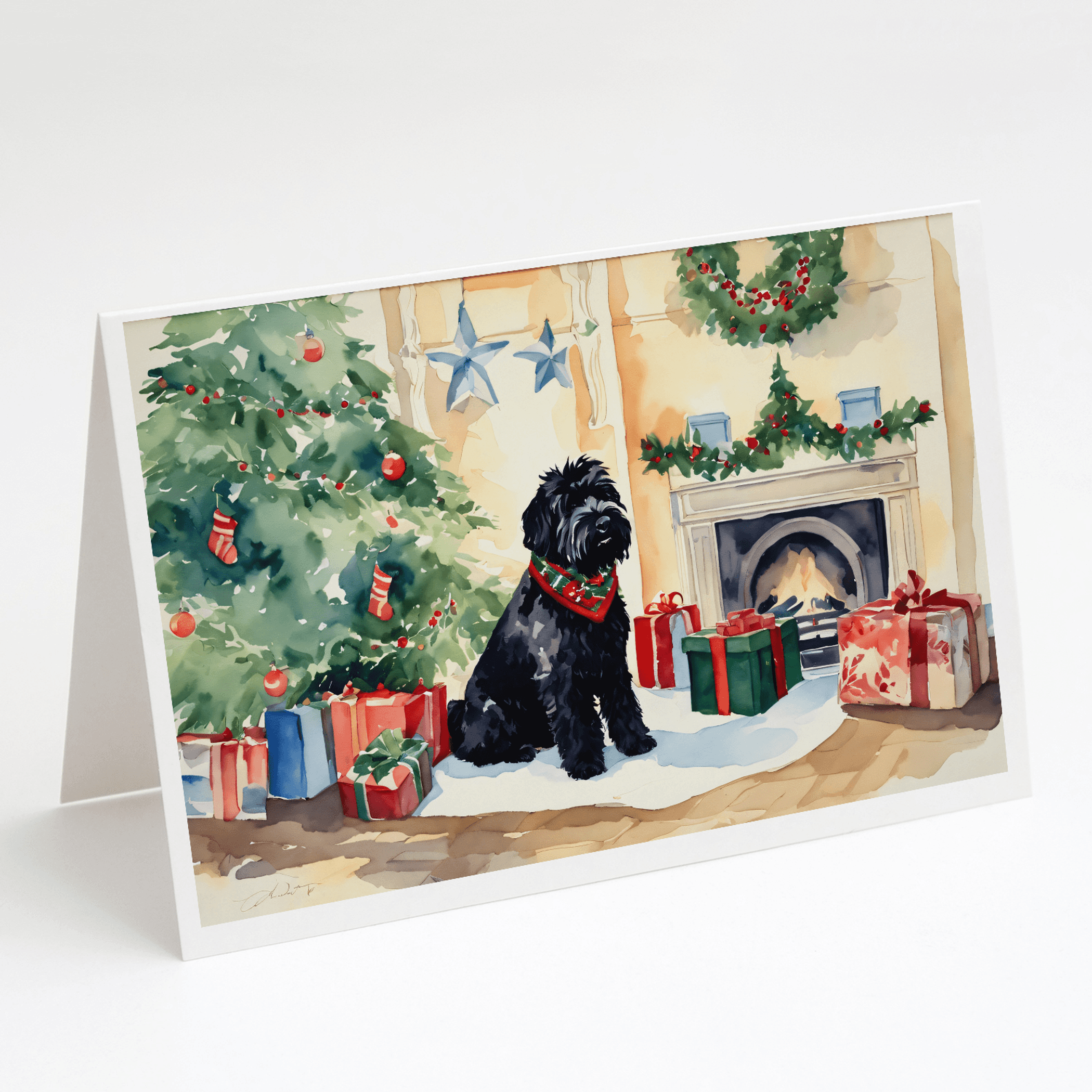Black Russian Terrier Cozy Christmas Greeting Cards Pack of 8 Caroline's Treasures